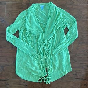 Chico’s Green Tassel Knit Cardigan Sweater